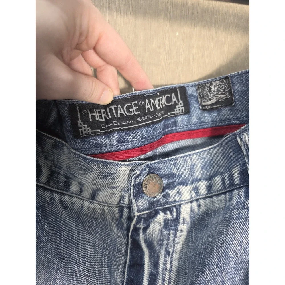 Heritage America Denim Distillery Shorts W50 Bleach Splatter Distressed Denim